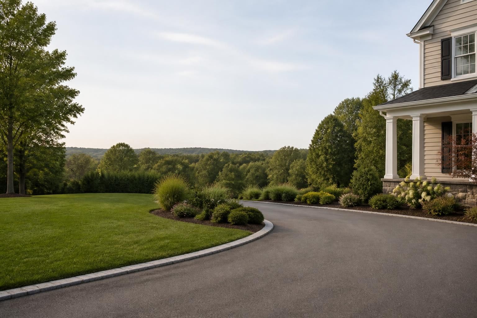 Finished driveway border with open space for text overlay.